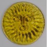 Geoffrey Baxter for Whitefriars Sunspot Suncatcher glass plaque, 18.5cm in diameter.