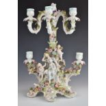 19th / 20thC large German figural candelabra, probably Volkstedt / Plaue or similar, height 42cm