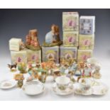 A collection of Beatrix Potter related items including border Fine Arts, Beswick and Wedgwood
