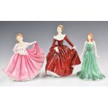 Three Royal Doulton figurines comprising 1991 Fragrance signed by Michael Doulton, Elaine and