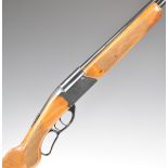 Marocchi .410 under-lever action over and under folding shotgun with chequered grip and forend,