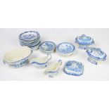 19thC blue and white transfer printed children's tea ware, mostly decorated with boy flying a kite