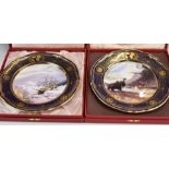 Two boxed Spode limited edition plates from the Great Explorers range and a jadeite figure of