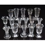 Sixteen various 18thC and later clear glass drinking glasses including folded foot and cut examples,