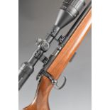 CZ 452-2E ZKM .22 bolt-action rifle with chequered semi-pistol grip, leather sling, bi-pod, Hawke