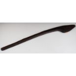 Aboriginal 19thC carved and adzed throwing club, length 70cm