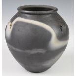 John Leach Muchelney Studio pottery jar from the Black Mood range, height 20cm