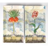 John Derian two porcelain trays decorated with a tulip and fritillaria