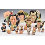Royal Doulton character jugs including large Dracula, Winston Churchill, Bligh of the Bounty,