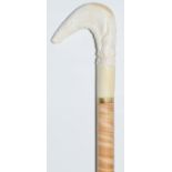 Shawn Gillis / Gillis Canes bespoke inlaid specimen wood walking stick with carved antler handle