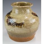 John Maltby (1936-2020) studio pottery stoneware jar with russet decoration, height 19cm