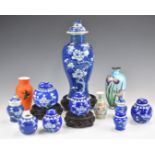A collection of Chinese ginger jars and vases with prunus decoration, Ginbari vase and Japanese vase