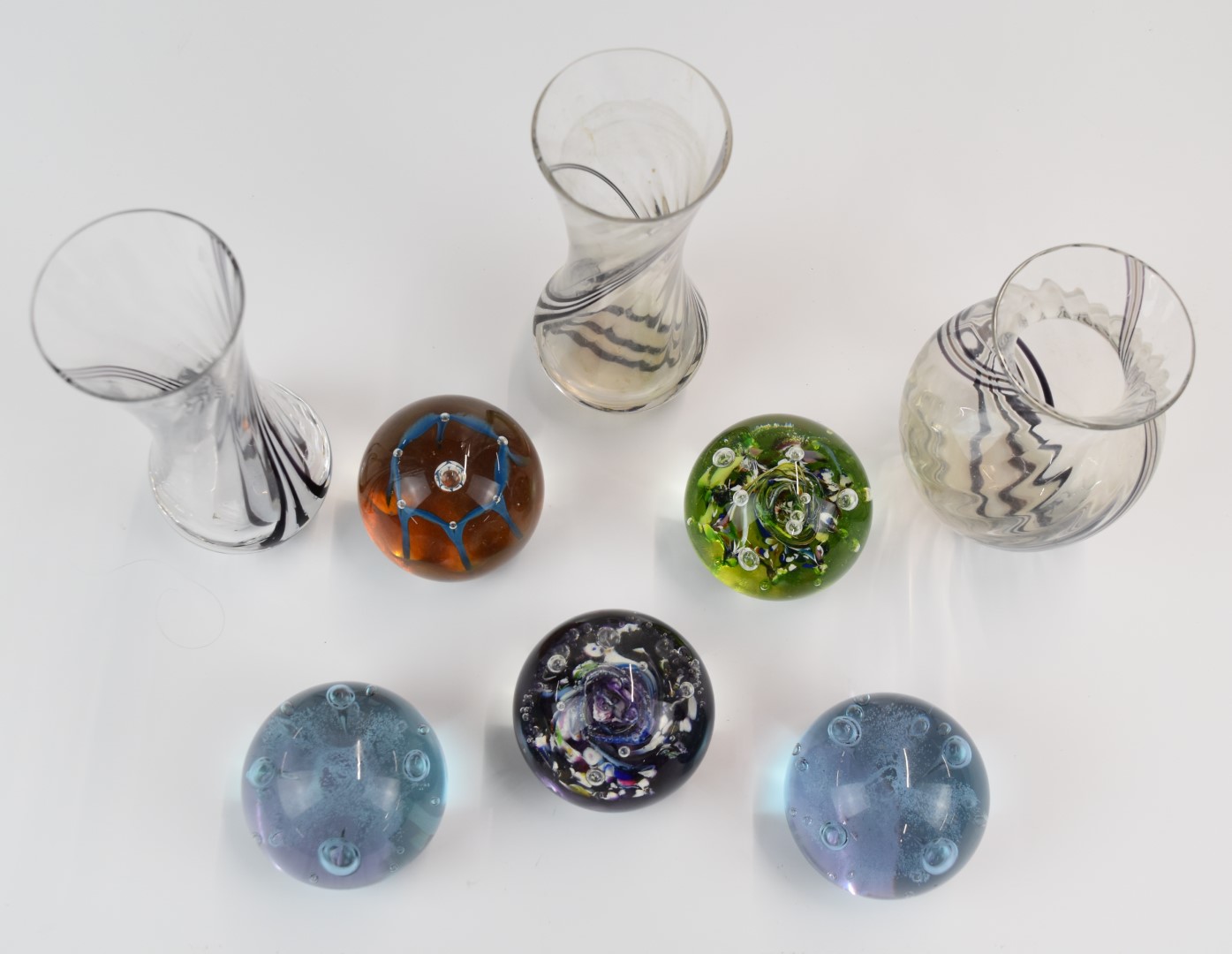 Eight Caithness glass paperweights and vases, tallest 18cm, one in original box. - Image 2 of 4