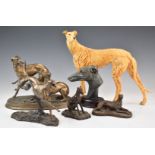 Collection of greyhound / lurcher dog figures including one entitled 'Catching Dreams', tallest