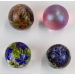 Four studio glass paperweights comprising Isle of White, Jonathan Harris, Andre Zach for Glasform