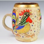 Sybil Finnemore and T R Parsons for Abbotsbury studio pottery oversized tankard decorated with