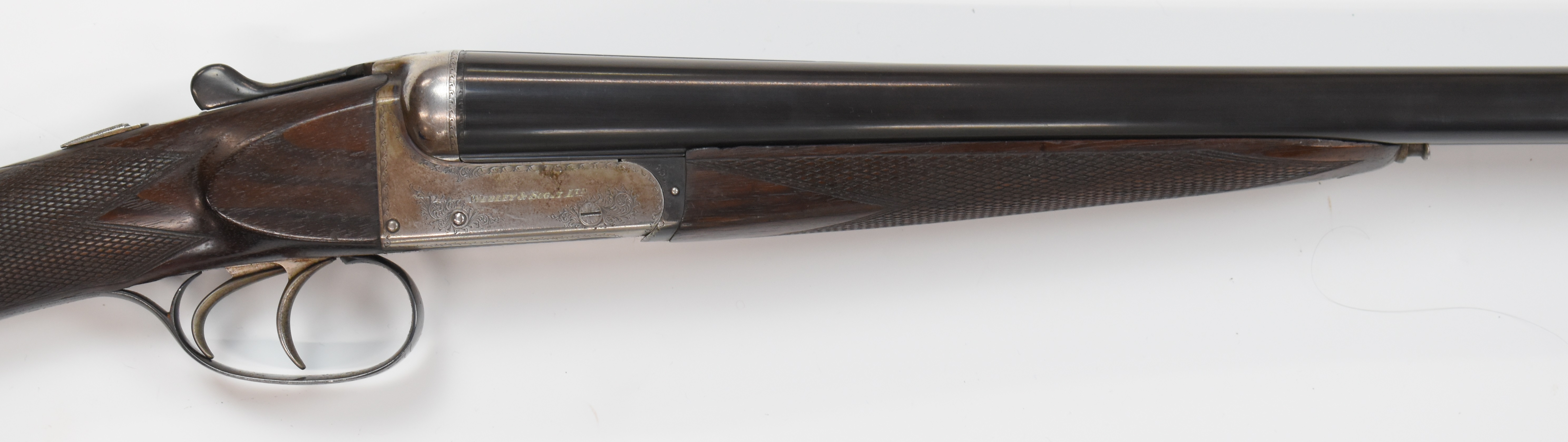 Webley & Scott 12 bore side by side ejector shotgun with named and engraved lock, border engraved - Image 4 of 6