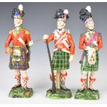 Three Dresden military figures comprising Officer 79th Highlanders 1840, 93rd Argyll and