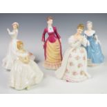 Six Royal Doulton / Coalport figurines including Rosemary, Summer Rose and Heather, tallest 25cm