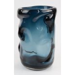 William Wilson and Harry Dyer for Whitefriars 1965 Knobbly indigo glass vase, 22cm tall.
