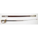 Restored 1822 pattern East India Company officer's sword with 80cm pipe back blade and scabbard.