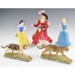 Royal Doulton figurines Patricia, Cinderella and Snow White together with Border Fine Arts figures