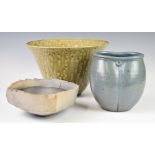 Three pieces of studio pottery by Ned Heywood of Chepstow Pottery, Sebastian Blackie and David Lloyd