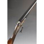 Frederick T Baker of London 16 bore side by side hammer action shotgun with chequered grip and
