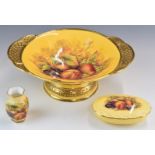 Aynsley Orchard Gold limited edition 113/249 twin handled banquet dish, covered dish and vase