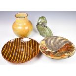 Studio pottery, Chelsea dish with cockerel decoration, slipware dish, David Sharpe Rye pottery