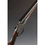 Ugarteburu 12 bore sidelock side by side ejector shotgun with named and engraved locks, engraved top