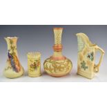 Royal China Works, Worcester and Locke & Co vases, one with reticulated neck, tallest 18cm