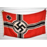 WW2 German Third Reich Nazi flag ink stamped Reichskriegfl 100 x 170 and swastika over M