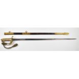 Royal Navy 1827 pattern officer's sword retailed by Gieves, with folding guard and fouled anchor