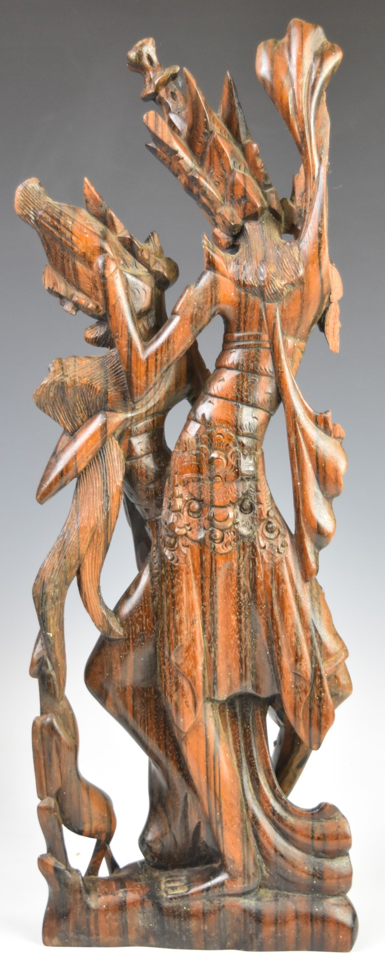 Three Indonesian or similar carved wooden figures, height of tallest 50cm - Image 5 of 7