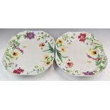 Two large shaped Spode dishes decorated in the English Floral pattern, 32 x 40cm