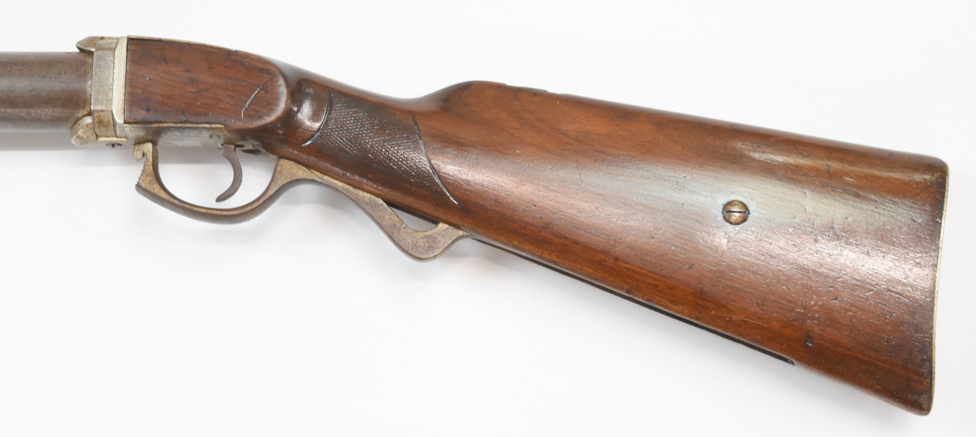 Oscar Will Bugelspanner .22 air rifle with trigger guard under-lever, chequered grip, metal butt - Image 7 of 9