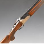 Lanber 12 bore over and under ejector shotgun with engraved locks, trigger guard, underside and