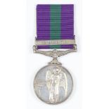 British Army George VI General Service medal with clasp for Malaya, named to 22438531 Trooper W