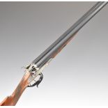 W Richards of Liverpool 16 bore side by side hammer action shotgun with named and engraved lock,