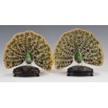 Chinese cloisonné pair of peacocks on stands, W16 x H13cm