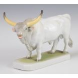 Herend porcelain model of a horned bull, height 12cm