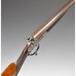 James Wilson 12 bore side by side hammer action shotgun with named and engraved lock, engraved