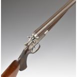 Albert Simonis of Belgium 12 bore side by side hammer action shotgun with named and engraved lock,