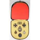 German WW1 cased medals / badges comprising Saxony Army reserve badge, Iron Cross First and Second