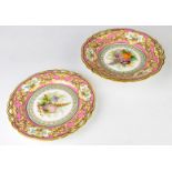 Davenport cabinet plate and tazza both decorated with flowers, diameter 26cm