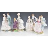 Set of four Worcester limited edition figures from the Duet series, tallest 23cm