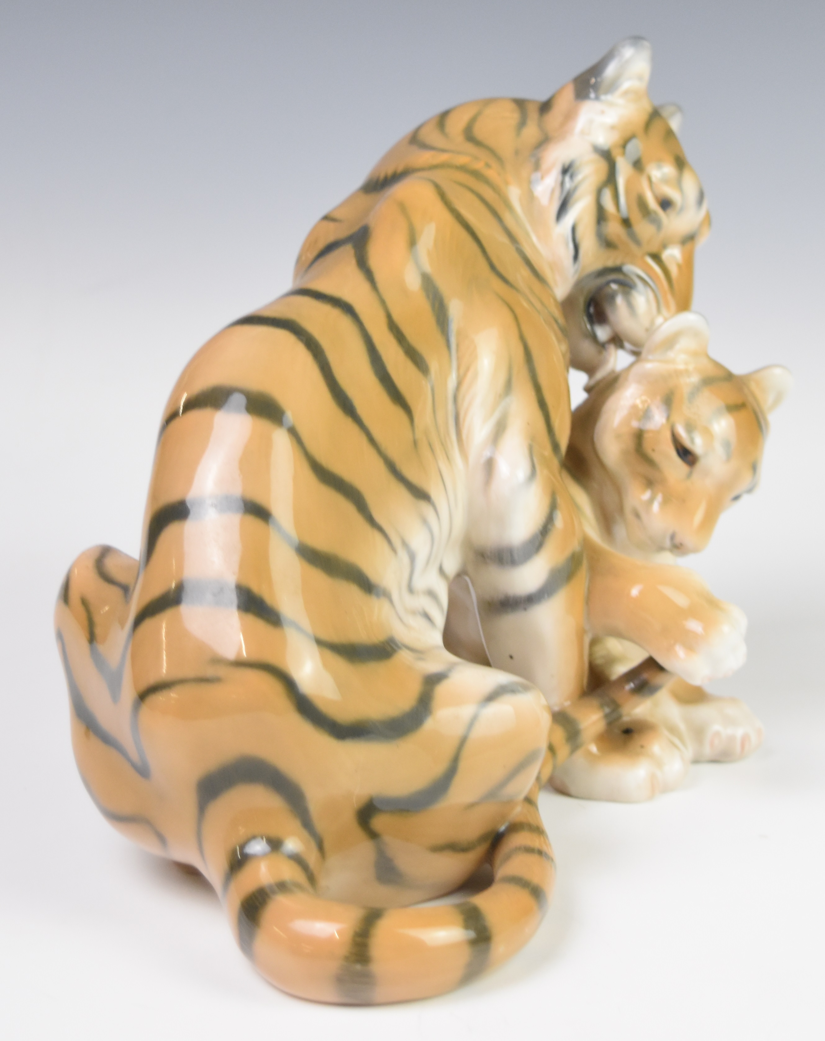 Bing & Grondahl / Copenhagen figure of a tiger with cub, height 19cm - Image 2 of 4