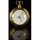 George Lenis of London pair cased pocket watch with gold hands, black Arabic numerals, white dial,