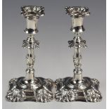 Pair of Victorian hallmarked silver candlesticks of Georgian design, Sheffield 1900, maker Henry